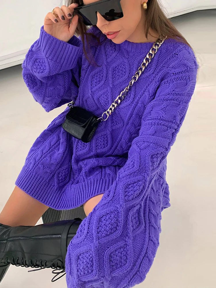 Women's Twist Knitted Sweaters - Oversized Pullover Casual Long Sleeve Sweater Top