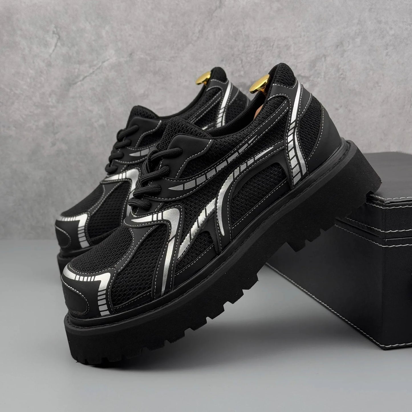 Men's Platform Derby British Style Thick Sole Breathable Shoes