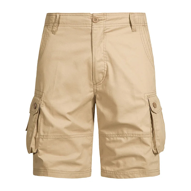 Men's Cotton Cargo Shorts - Multi Pocket Knee Length Summer Shorts