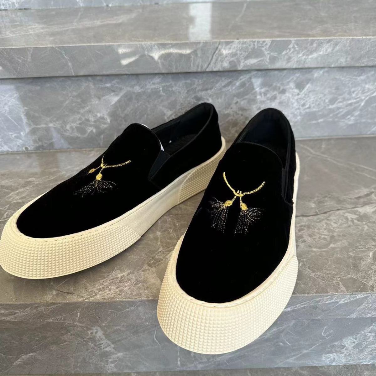 Men's Slip-On Platform Embroidery Loafer Shoes