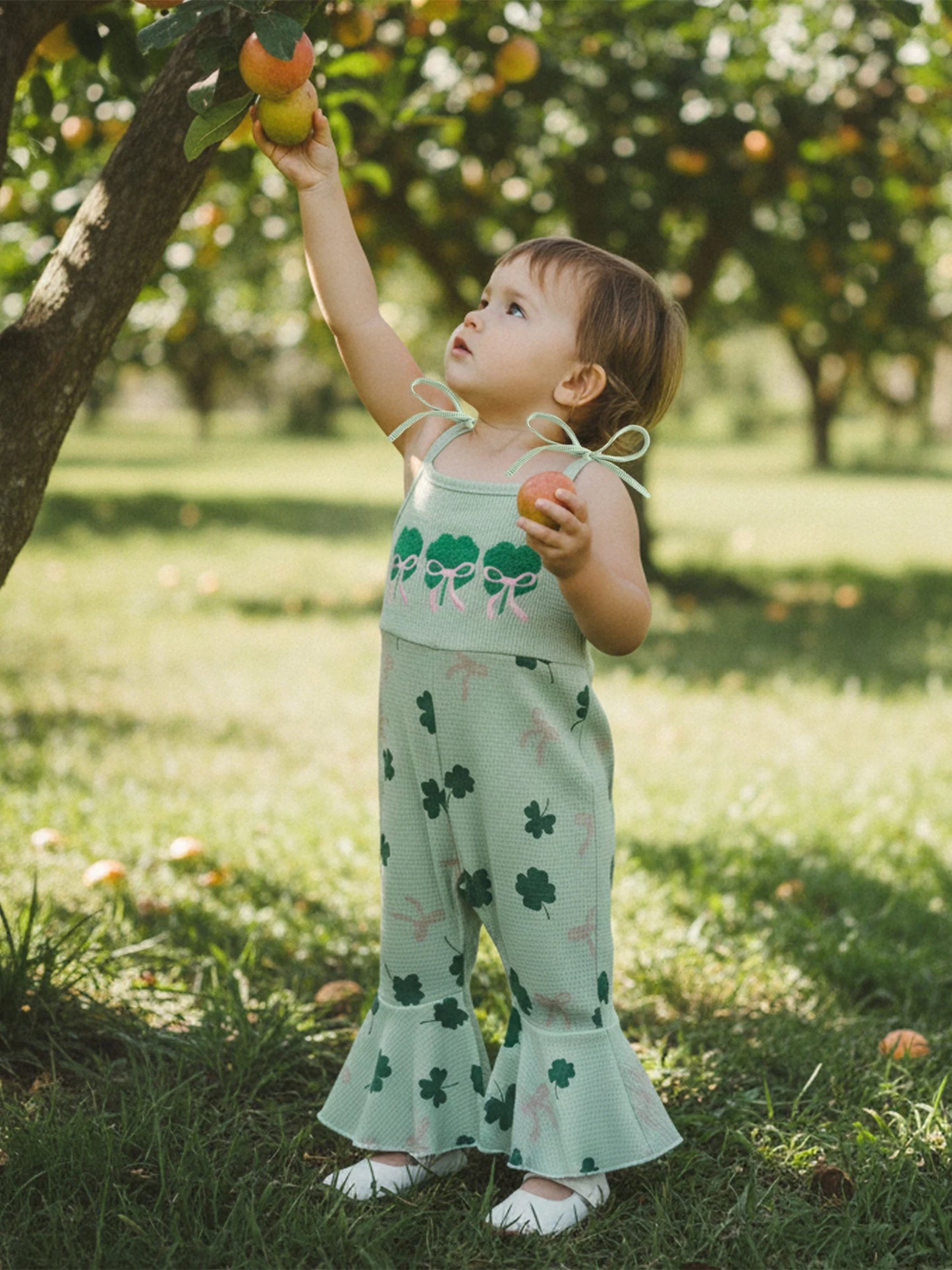 Toddler Kids Irish Flare Pants Overalls - Four-Leaf Clover Bell Bottom Jumpsuit 0-4Y