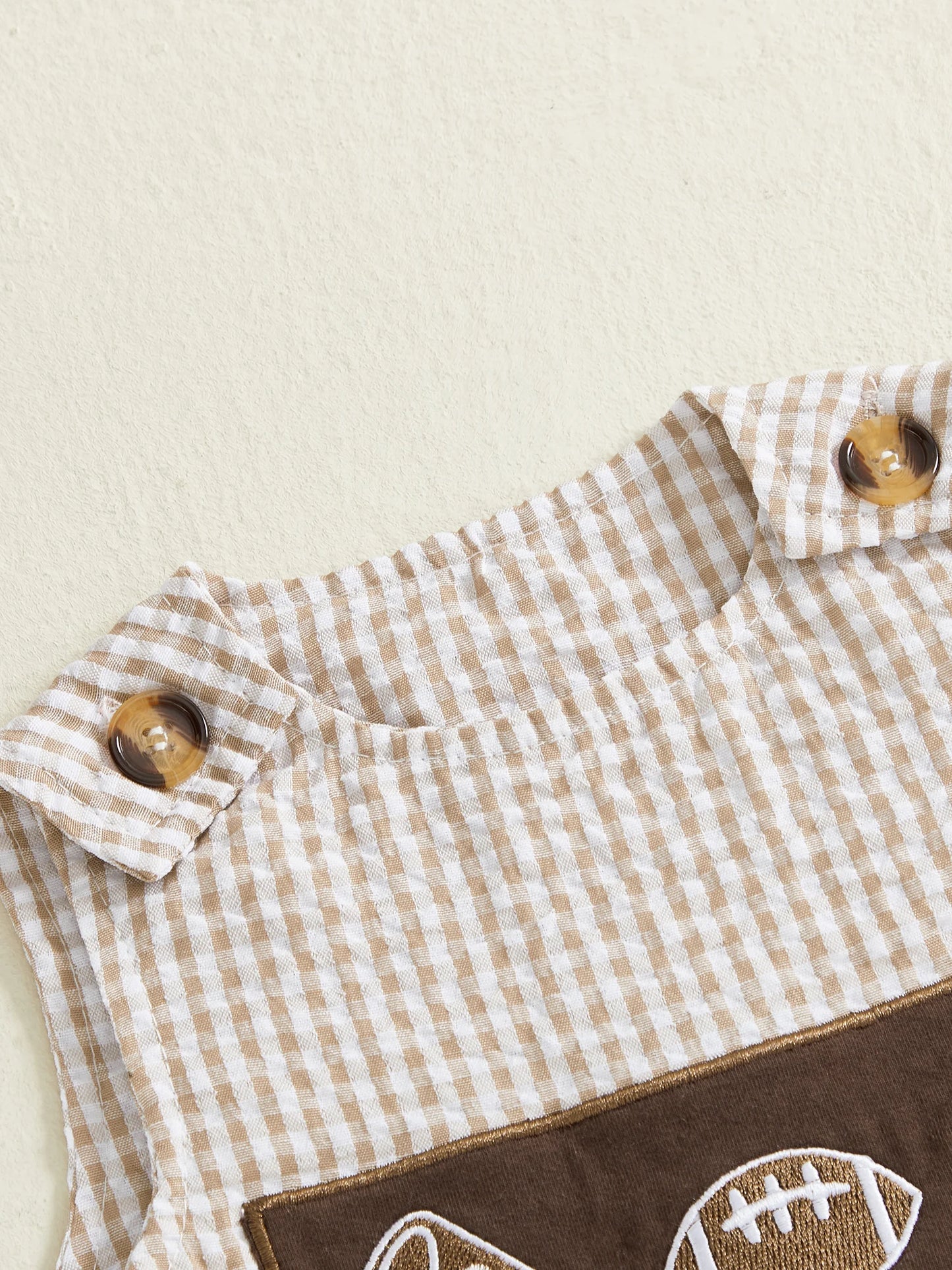 Baby Plaid Romper Overalls - Sleeveless Football Embroidery Jumpsuit (0-18M)