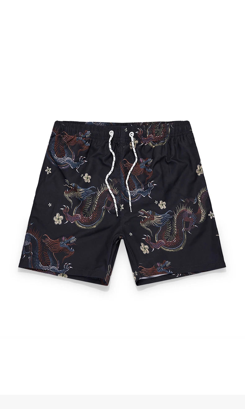 Men's Dragon Print Hawaiian Shorts