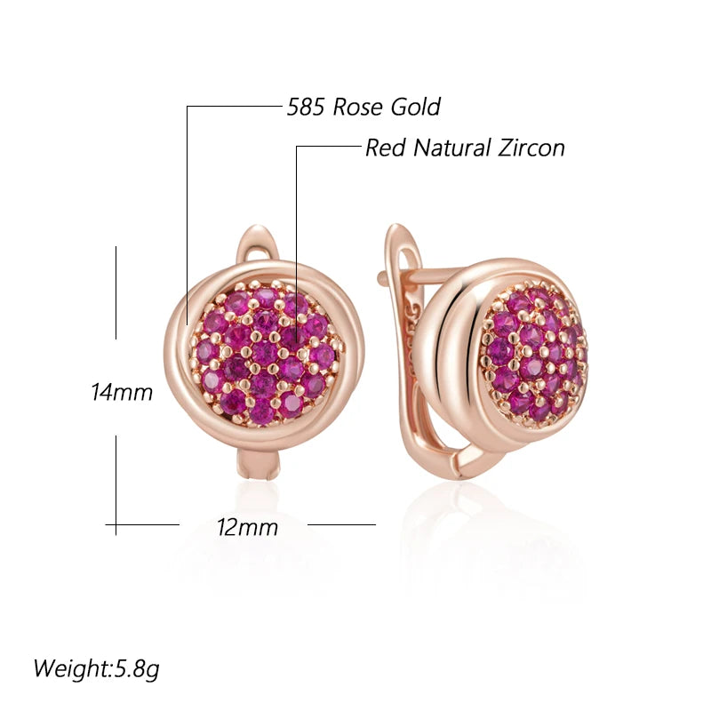 Shiny Red Zircon Drop Earrings - Rose Gold Bridal Jewellery