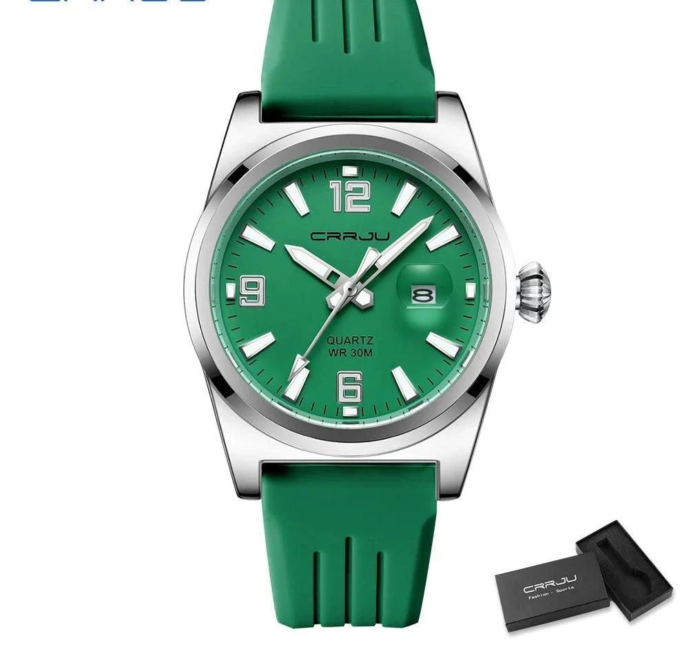 Casual Quartz Wristwatch - Waterproof Sport Watch with Silicone Strap & Luminous Display
