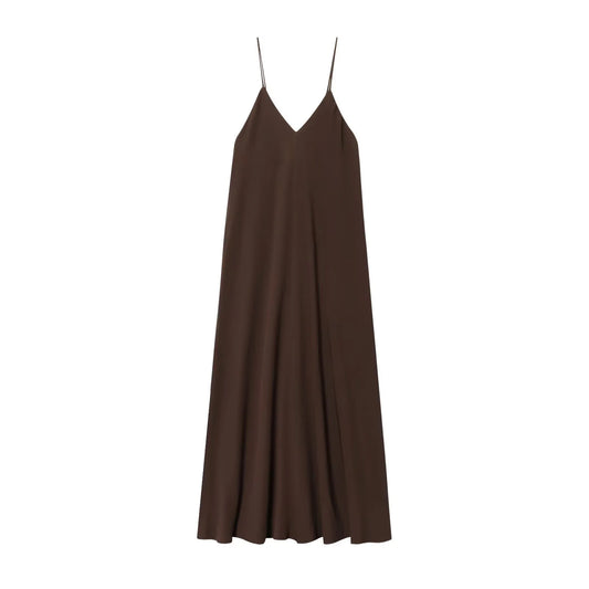 Women's V-Neck Backless Camisole Maxi Dress - Casual Vacation Style