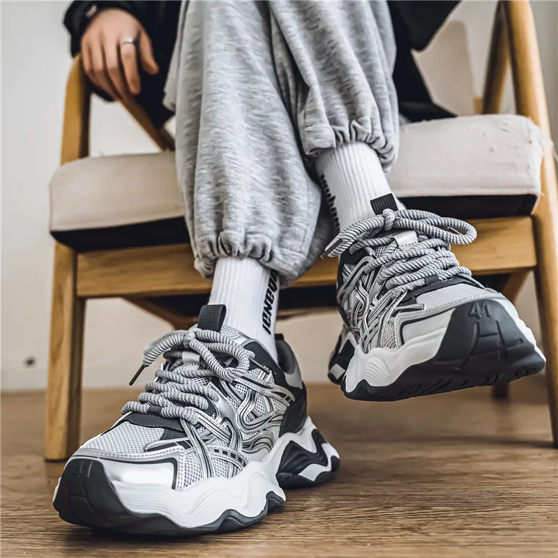 Men's Casual Platform Breathable Sports Shoes Lace Up Sneakers