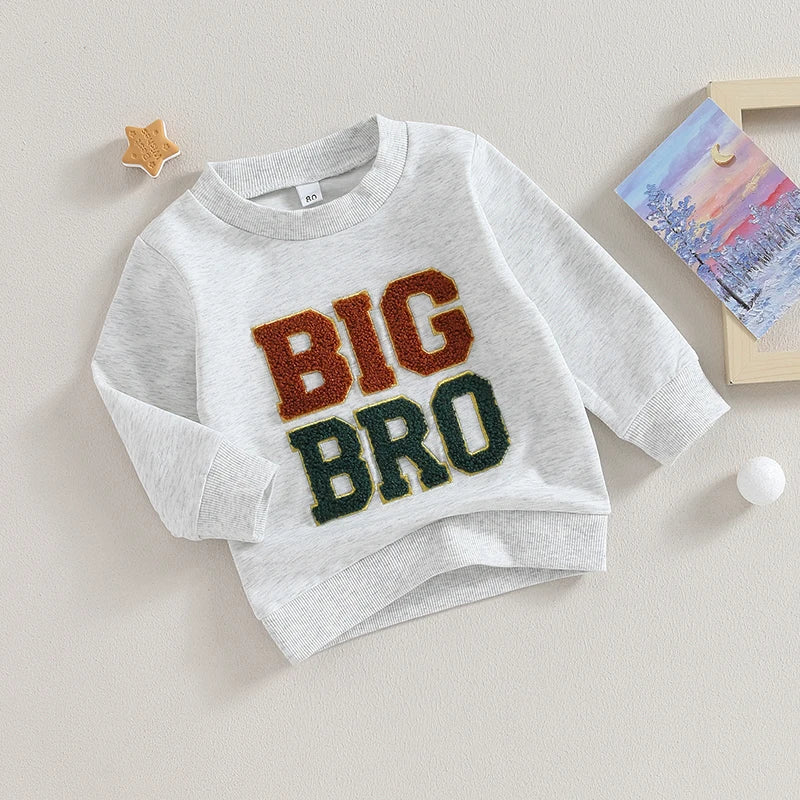 0-4Y Toddler Baby Boy Brother T Shirts/Romper Letter Embroidery Long Sleeve Autumn Sweatshirt/Jumpsuits