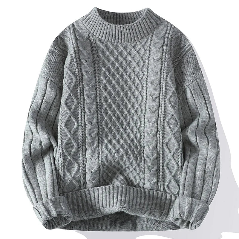 Men's Mock Neck Knitted Pullover Sweater