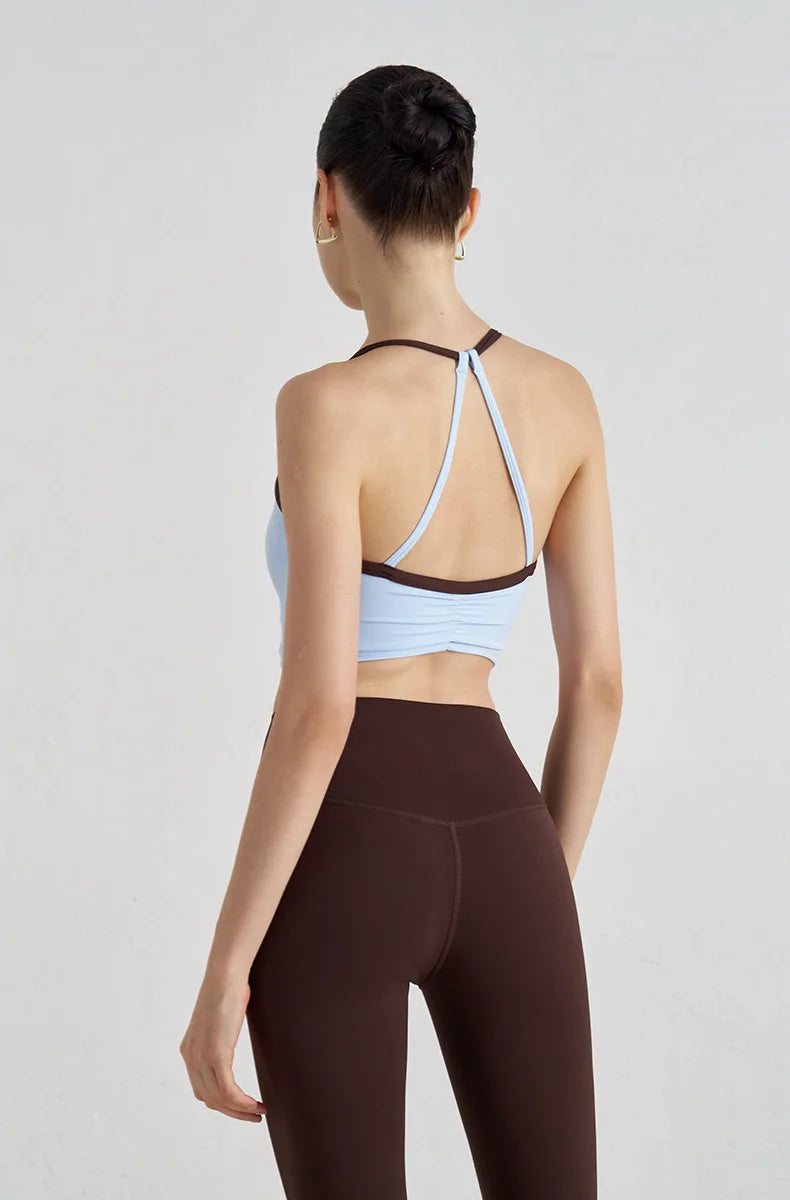 Two-Tone Nylon Sports Bra - Removable Chest Pad