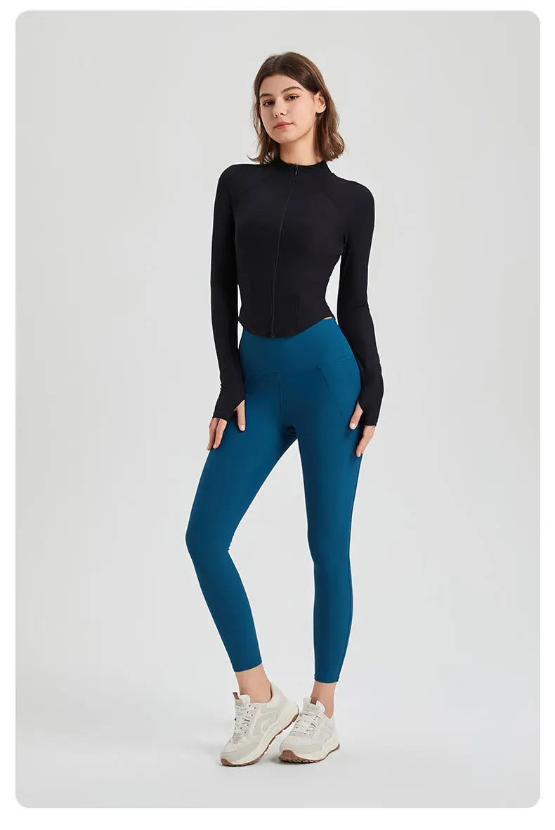 Women's Slim Fit Ribbed Zip-Up Running Jacket – Super Stretch