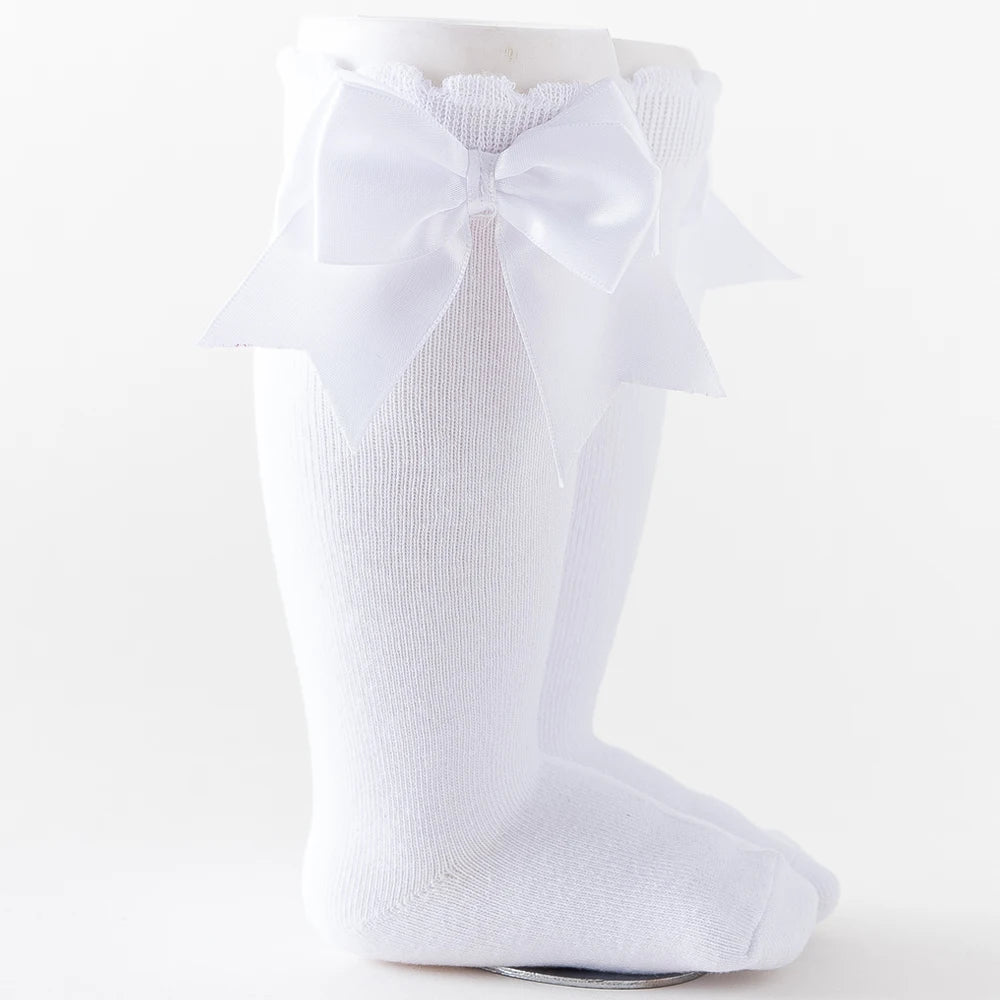 10 Colours Baby Girls Autumn Stockings 0-2Y Solid Mid-Calf Length with Bowknot