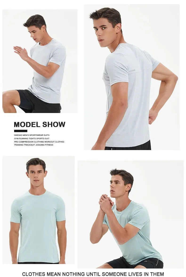 Men's Sports Fitness Short Sleeve Gym Compression Workout Casual Quick Dry Muscle Fit T-Shirt