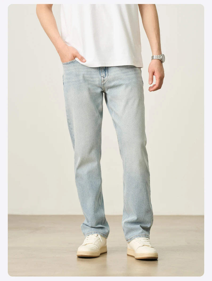 Men's Stretch Denim Jeans - 11oz Elastic Lycra Loose Straight Plus Size