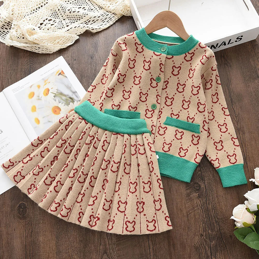 Children's Girl's Knitted Sweet Outfit Set