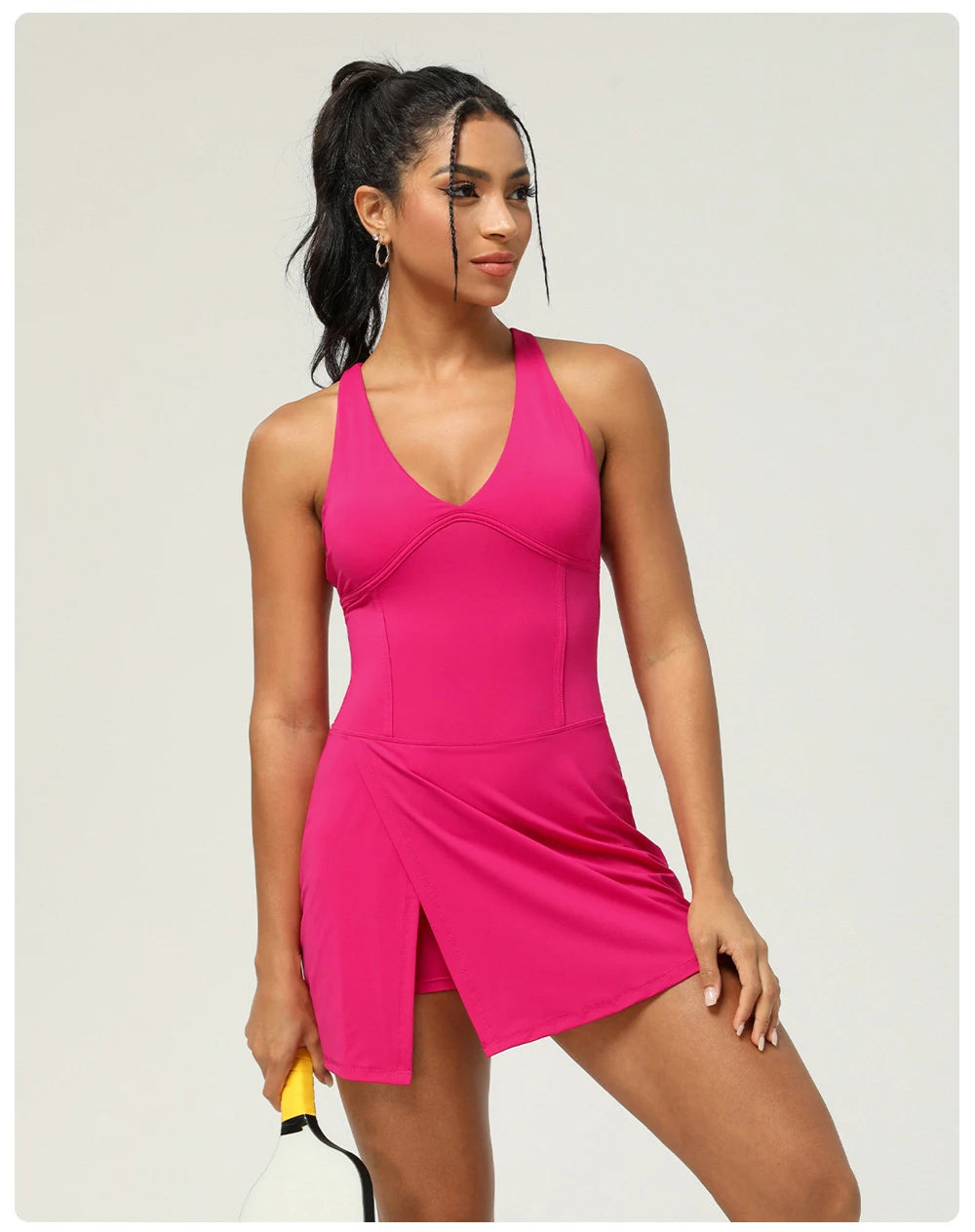 Women's 2-in-1 Tennis Dress with Built-in Shorts - Quick Dry Athletic Skort
