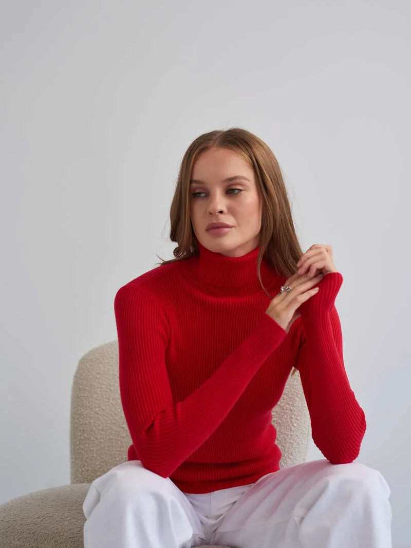 Women's Knitted Pullover Turtleneck