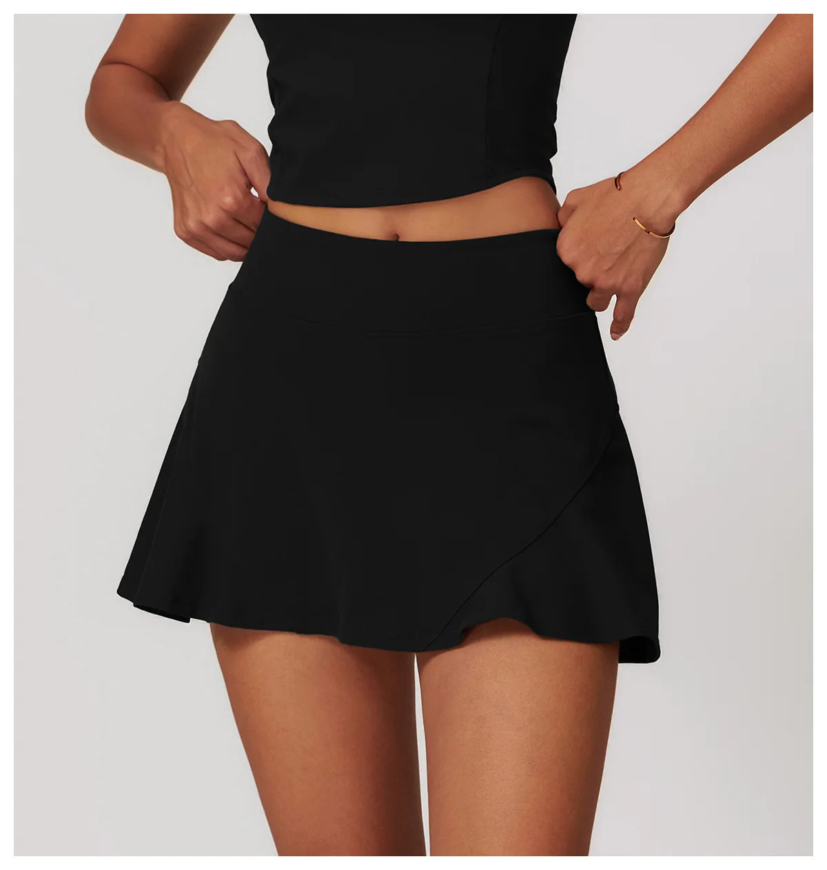 High Waist Sports Skirt - Quick Dry Yoga Skirt with Lined Shorts