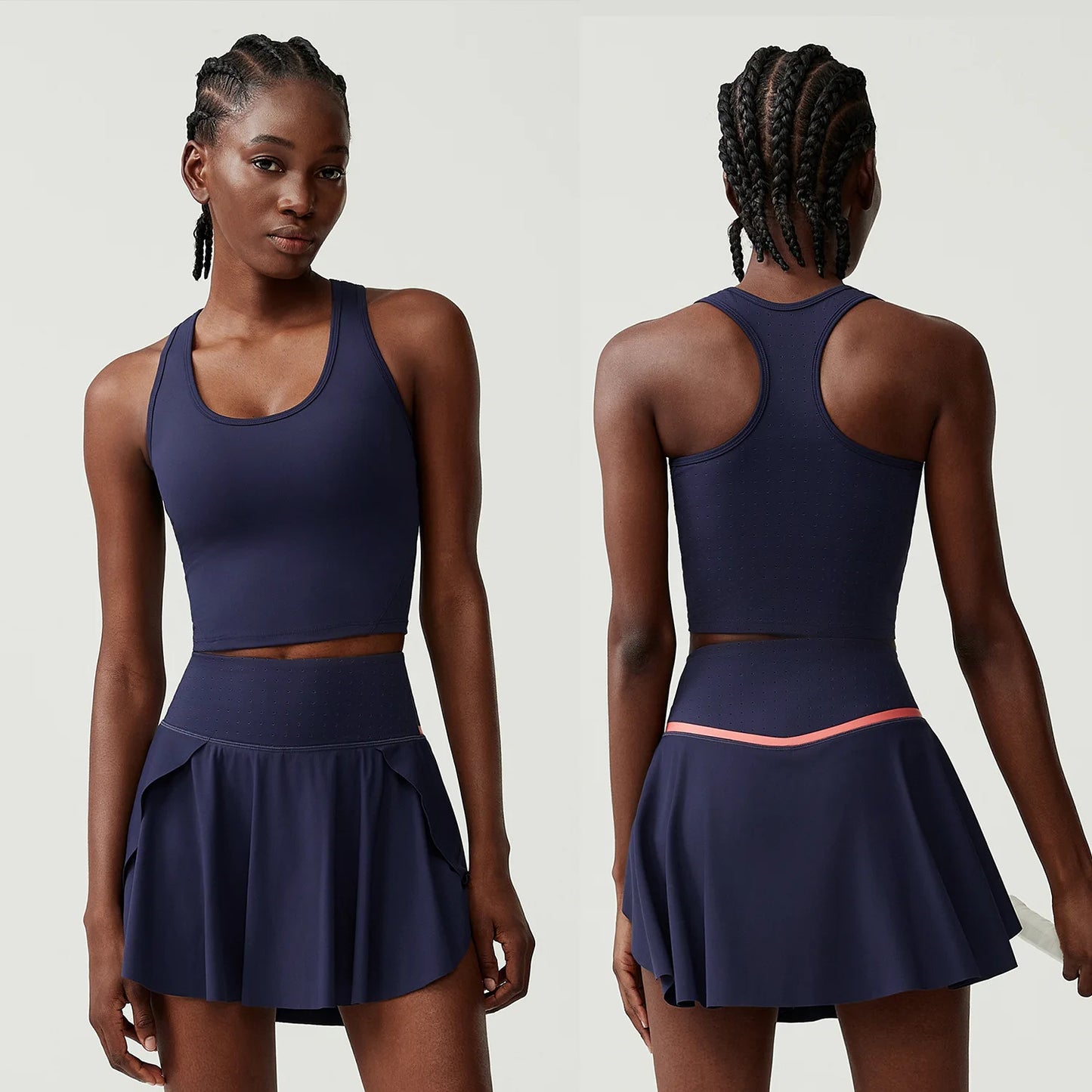 Women's Two Piece Tennis Skirt Set - Soft Stretchy Outdoor Running Suit