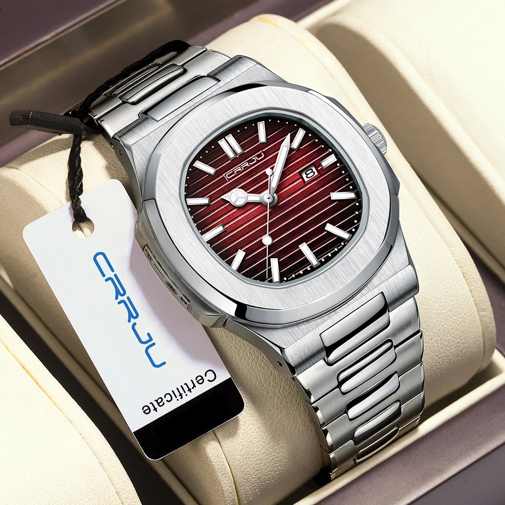 Men's Sports Watch - Square Dial Waterproof with Luminous Date Display