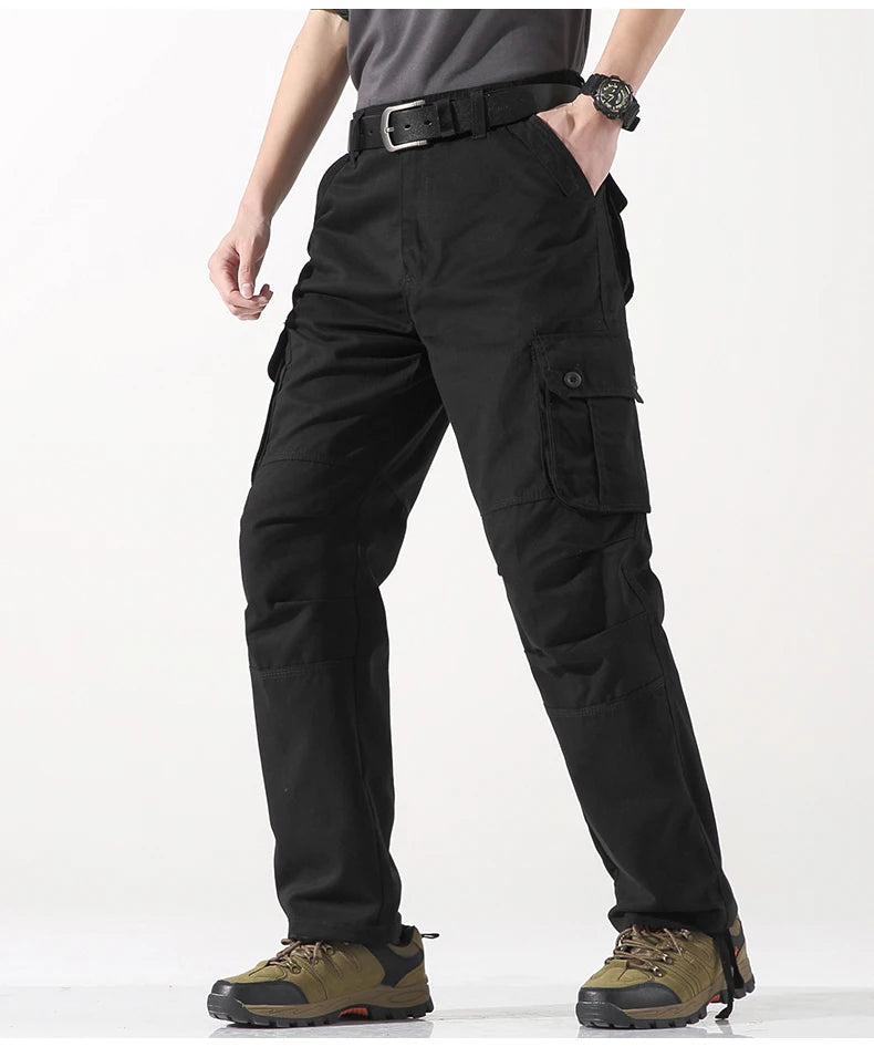 Spring Autumn Cotton Cargo Pants - Multiple Pockets Casual Trousers