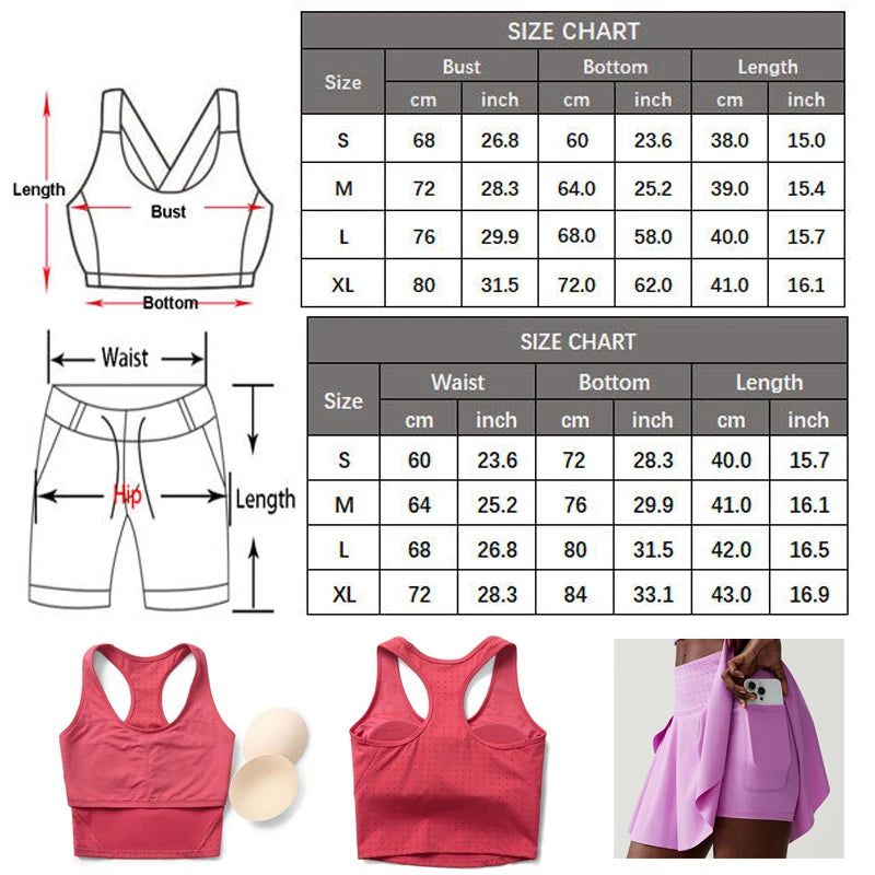 Women's Two Piece Tennis Skirt Set - Soft Stretchy Outdoor Running Suit