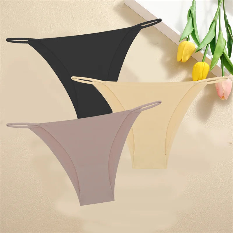 3-Pack Seamless Low Waist Bikini Briefs - Comfortable Stretch Underwear