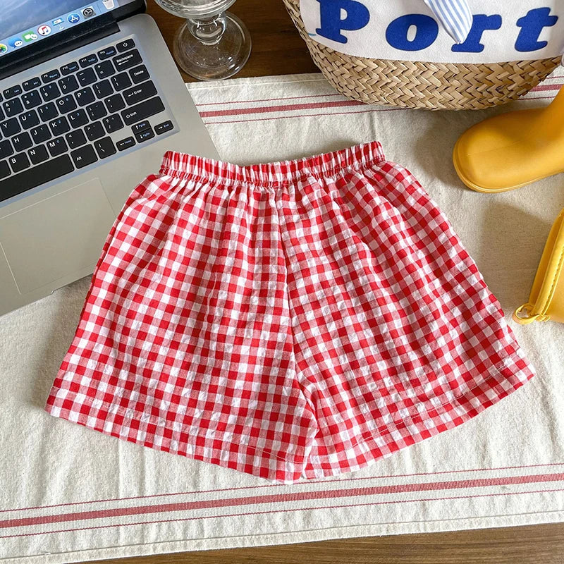 Girls' Boy's Kids Unisex Plaid Shorts 2-7Y