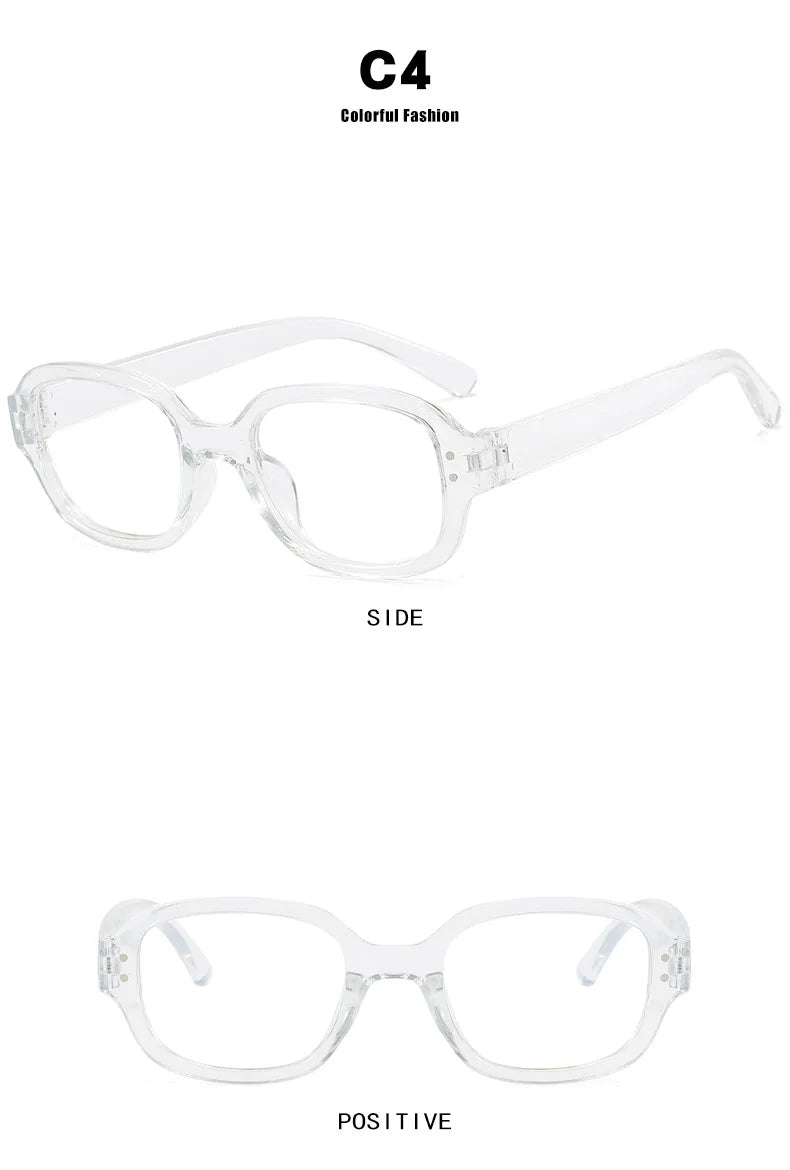 Retro Oval Glasses Frame - Modern Concave Design for Women