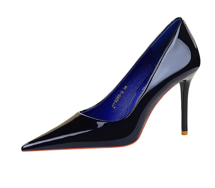 Patent Leather Stiletto Pumps - Pointed Toe High Heels for Special Occasions