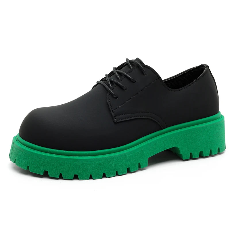 Platform Derby Shoes - Men's Genuine Leather Business & Casual Footwear