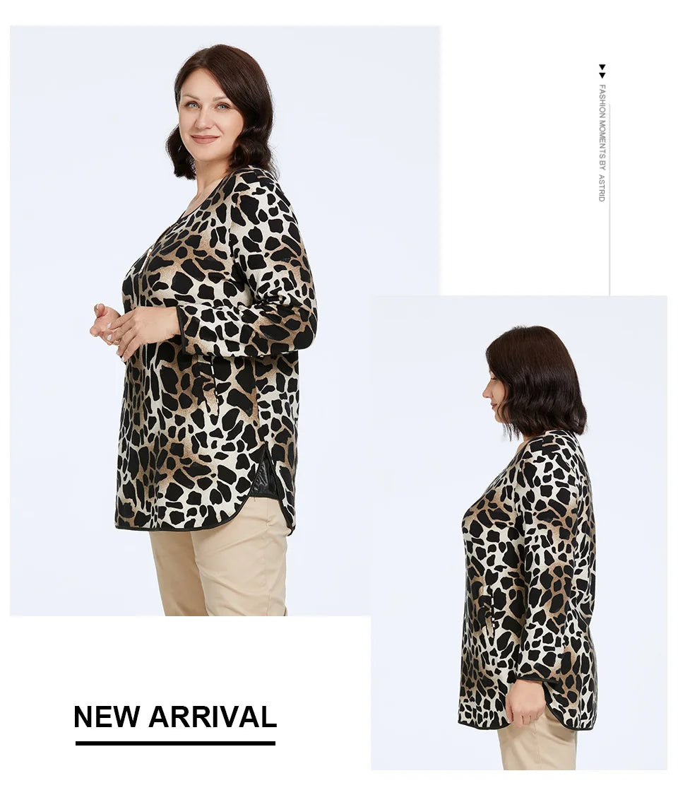 Women's Oversized Graffiti Print Fleece Top with Silver Trim
