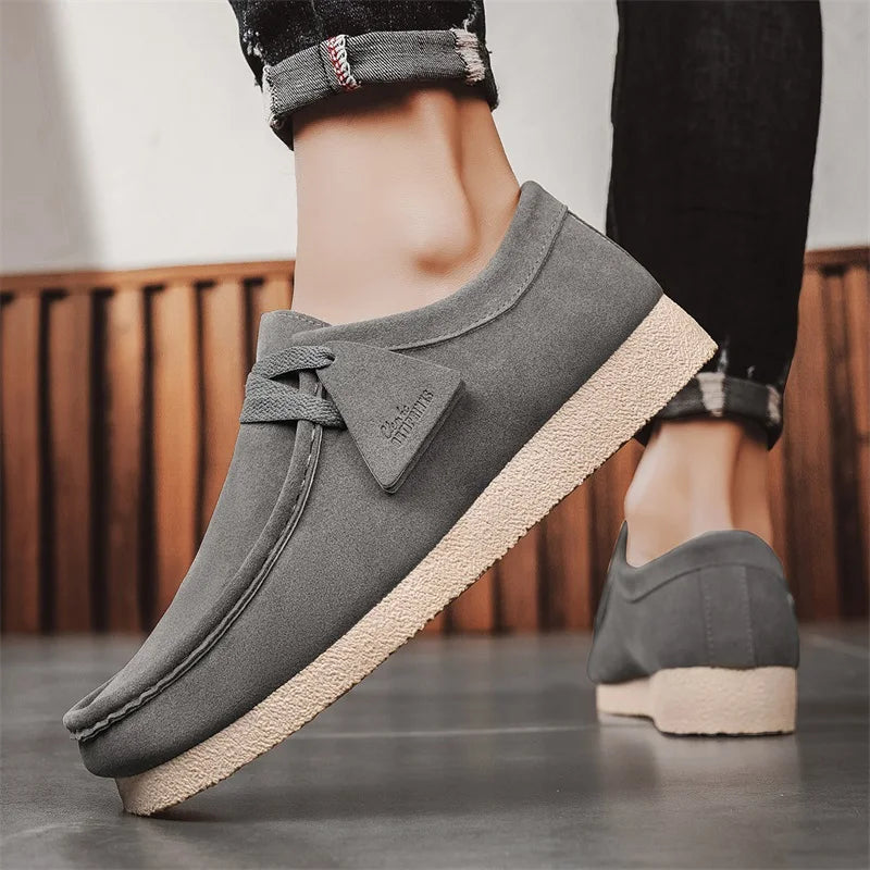 Men's Casual Suede Slip On Comfortable  Platform British Shoes