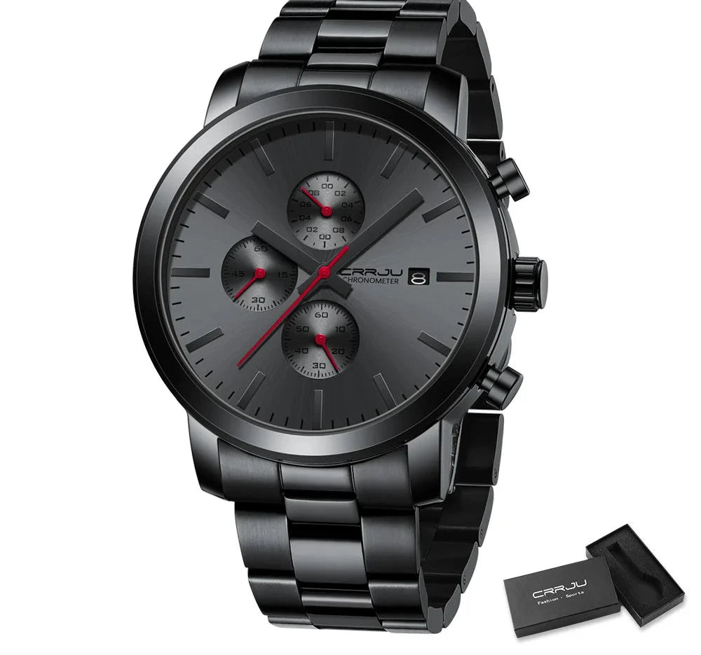 Stainless Steel Chronograph Watch - Luxury Waterproof Business Watch