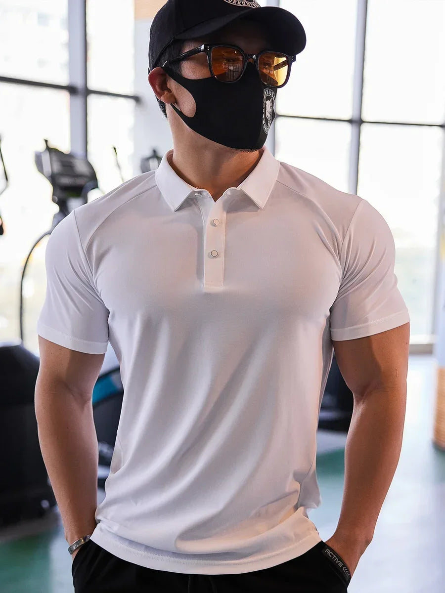 Men's Skinny Fit Sport Polo T-Shirt | Quick Dry Gym & Bodybuilding Tee