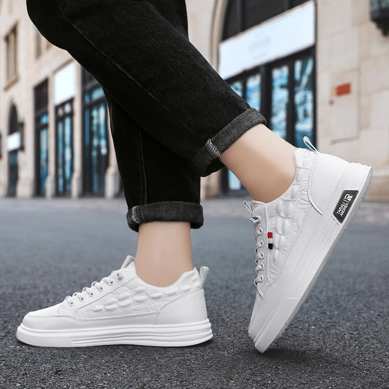 Men's Casual Shoes PU Leather Skateboard Sneakers Breathable Tennis Sports Trainers Sneakers