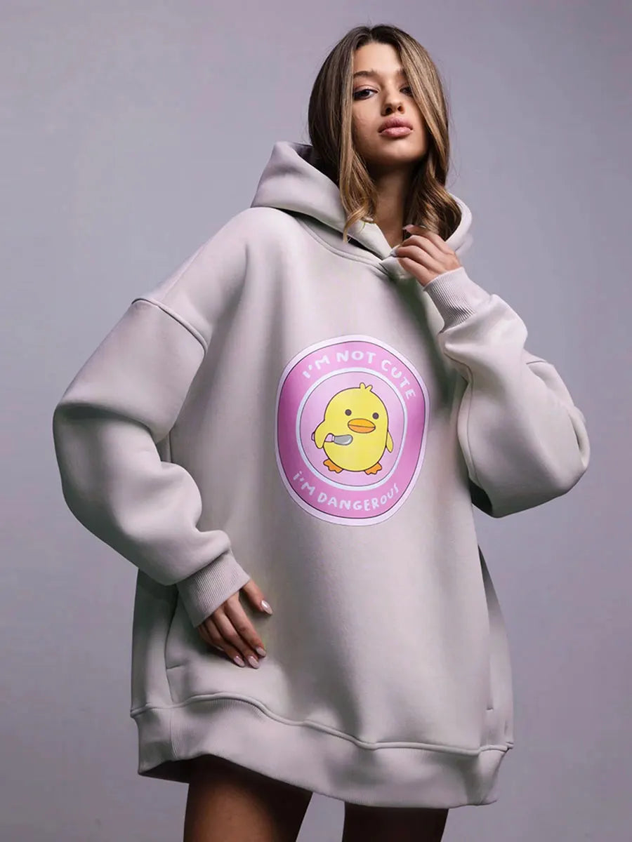 Women's Warm Loose Sports Chic Print  Oversized Hoodie