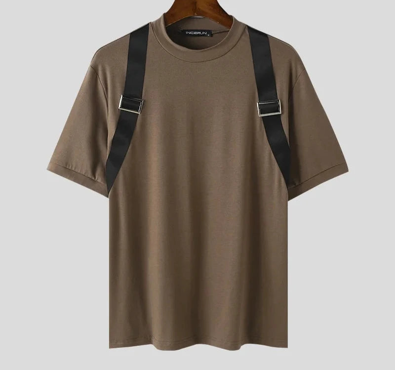 Men's Patchwork Round-neck Short Sleeve T- Shirt