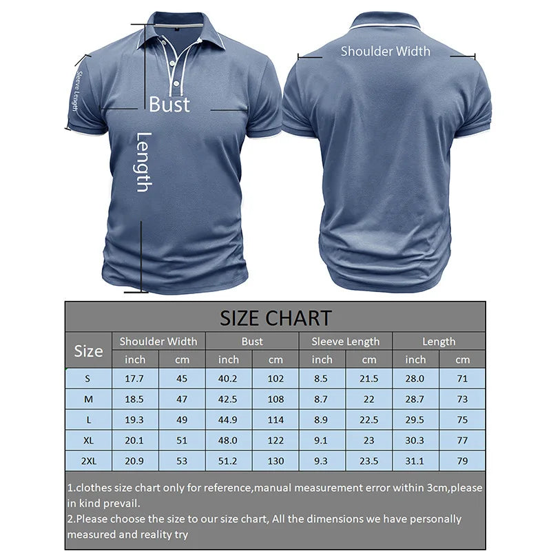 Men's Summer Smart Casual  Turn Down Collar Short Sleeve Polo Shirt