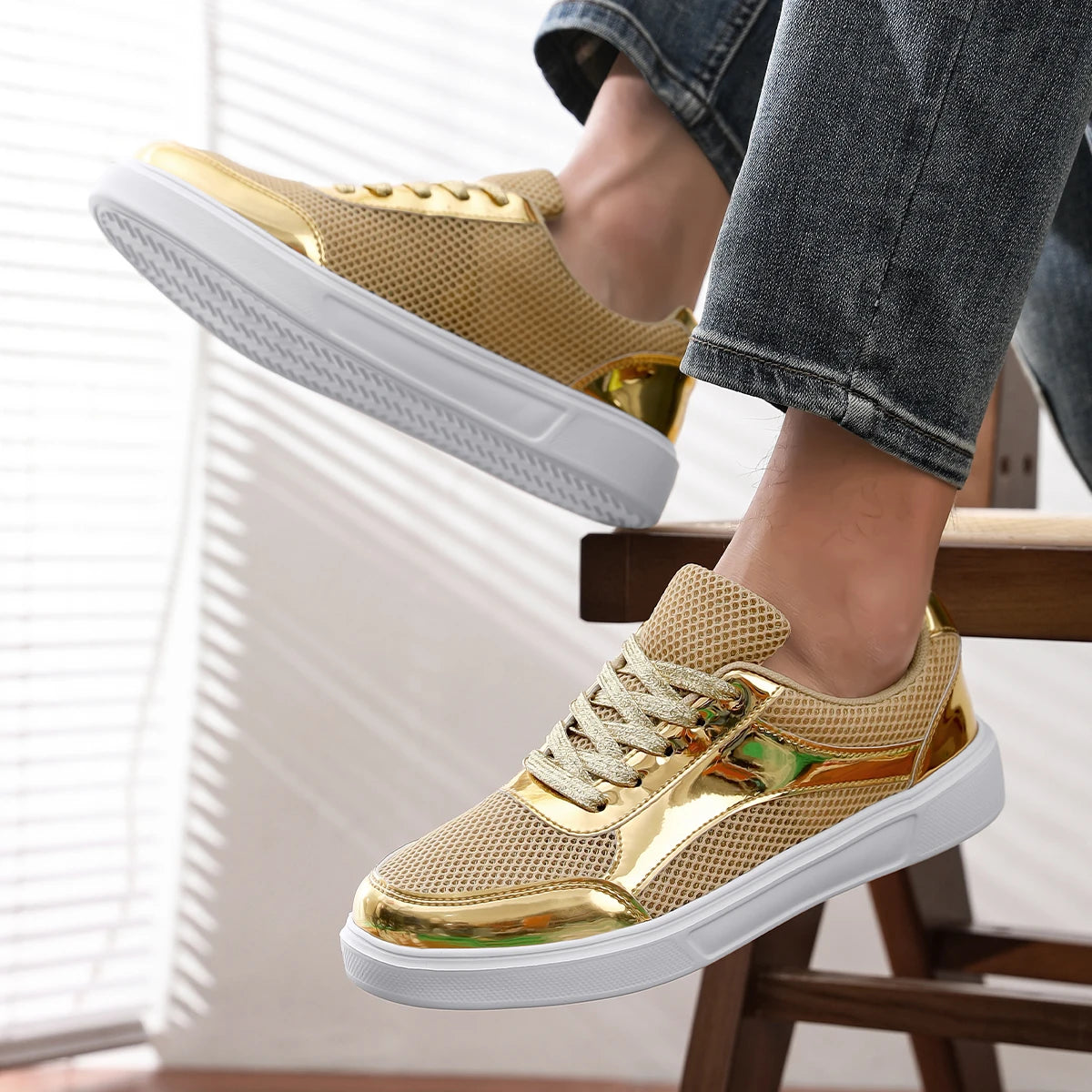 Men's Platform Skateboard Sneakers - Breathable Outdoor Vulcanized Tennis Shoes