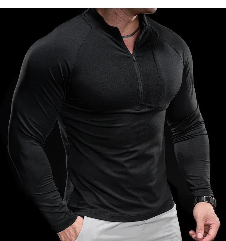 Men's Gym Fitness Quick Dry  Running Sport Long Sleeves Trackwear  Bodybuilding Training Top
