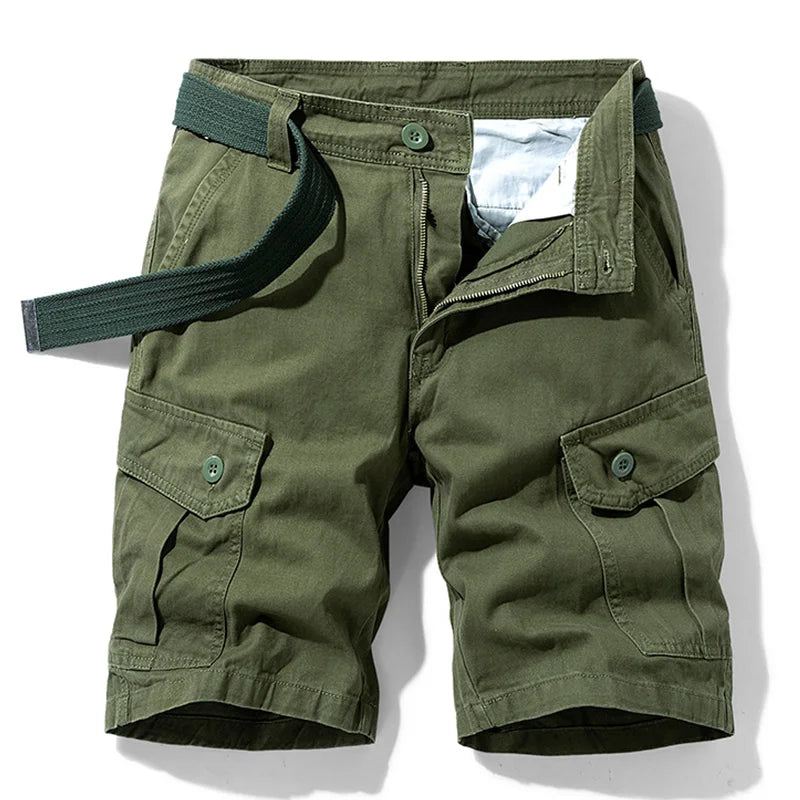 Summer Cotton Cargo Shorts - Multi-Pocket Casual Knee Length Shorts