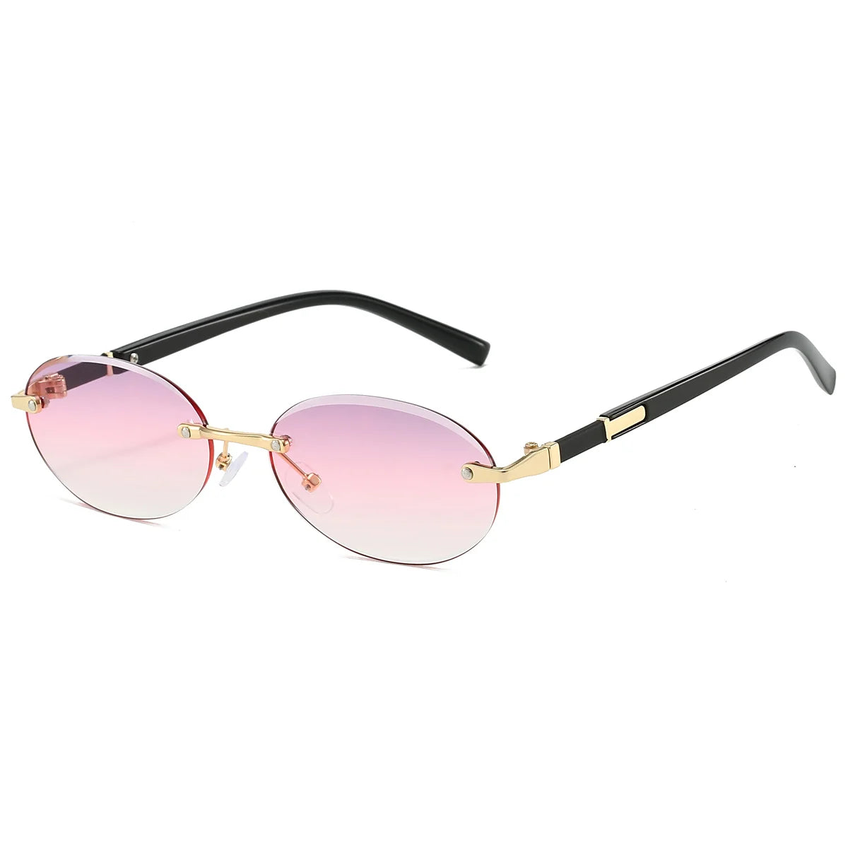 Unisex  Retro Metal Gradient Oval Sunglasses