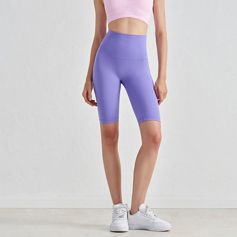 High Waist Gym Shorts - Women's Yoga Cycling Shorts with No T-Line