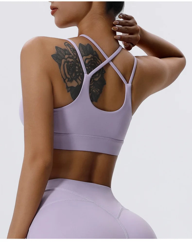Women's High Impact Push-Up Sports Bra – Open Back Gym Crop Top