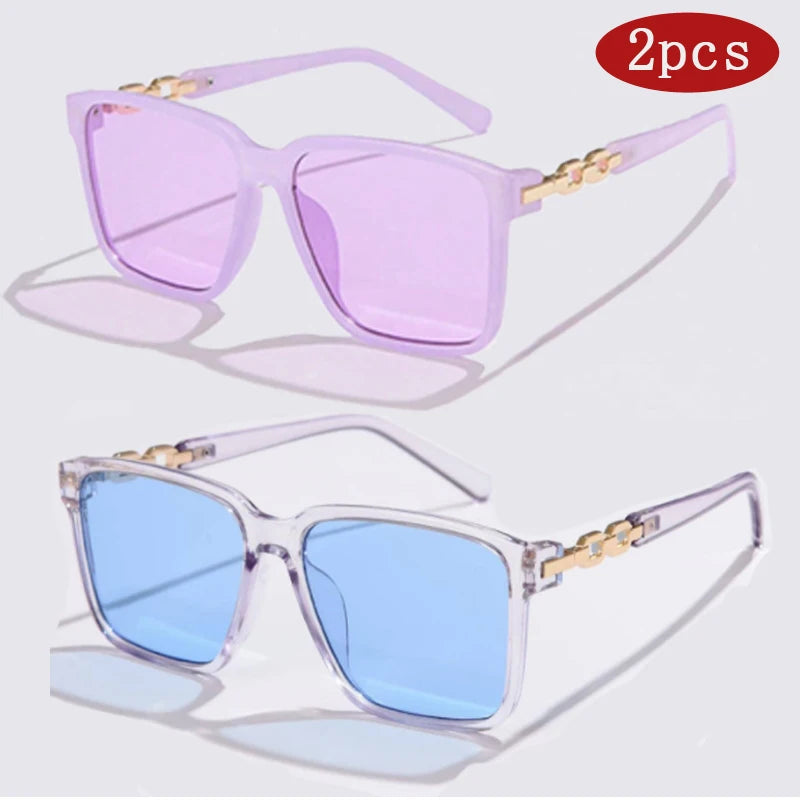 Women's 2pcs Big Frame Square Sunglasses