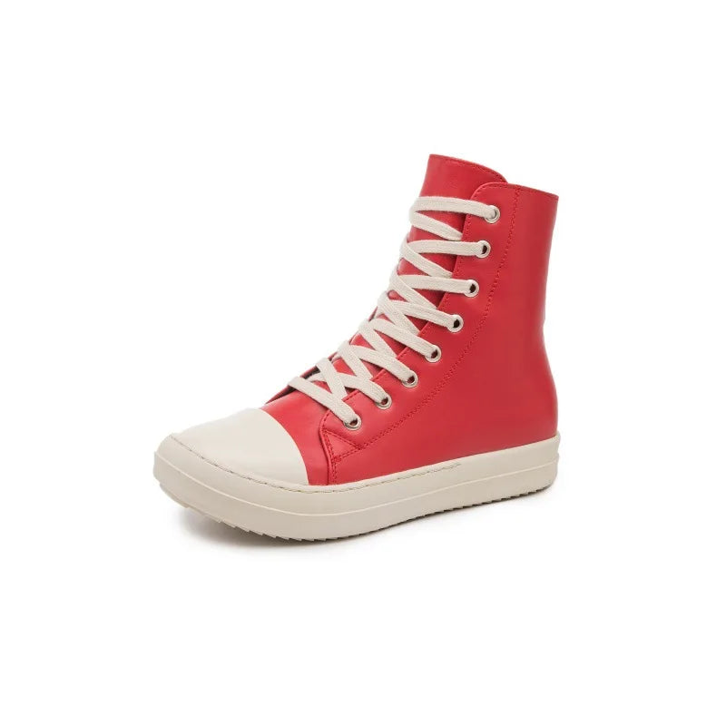 Unisex Mid-Calf Boots - High Top Lace-Up Canvas Sneaker Boots