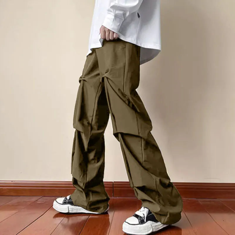 Men's Button Pleated Casual Trousers