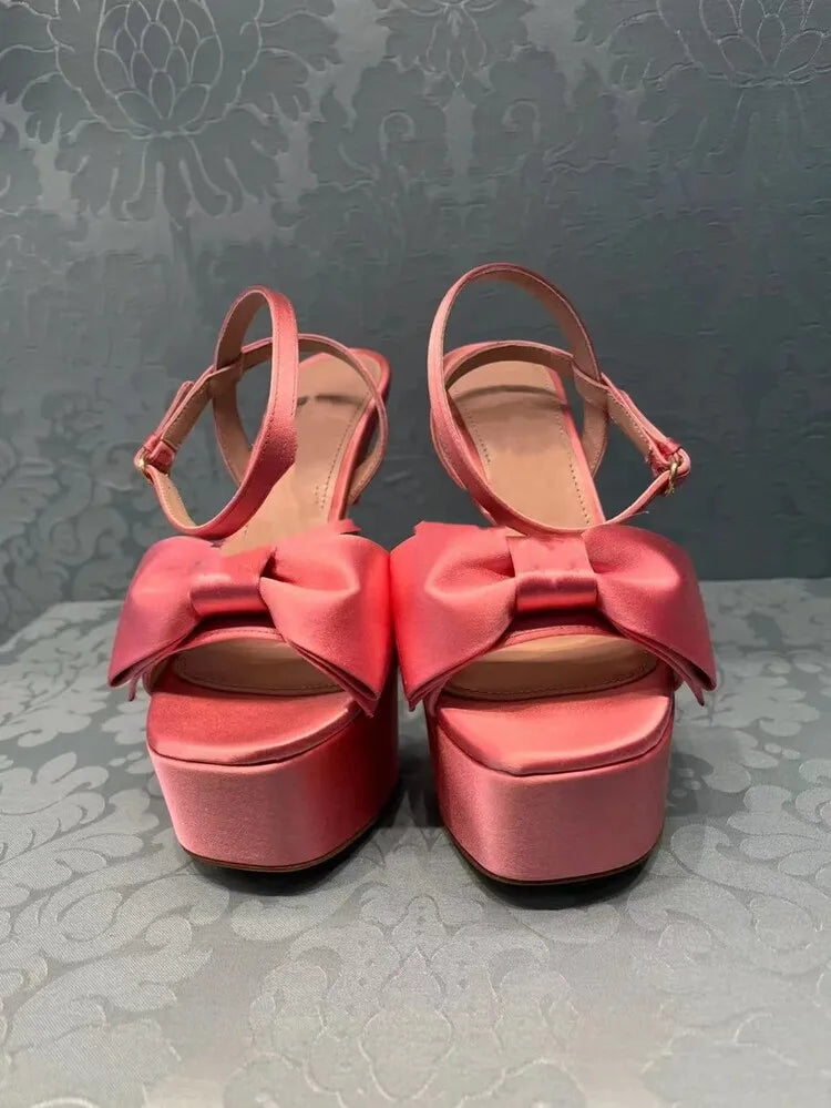 Women's Butterfly Rhinestone Thick Heel Sandals - Open Toe Party Shoes