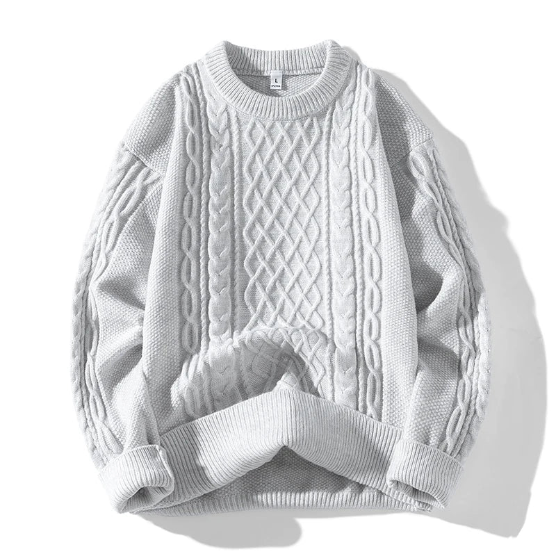 Autumn Winter O-Neck Knitted Sweater - Casual Loose Fit Pullover
